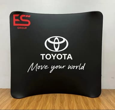 Tension fabric backdrop at a corporate launch event