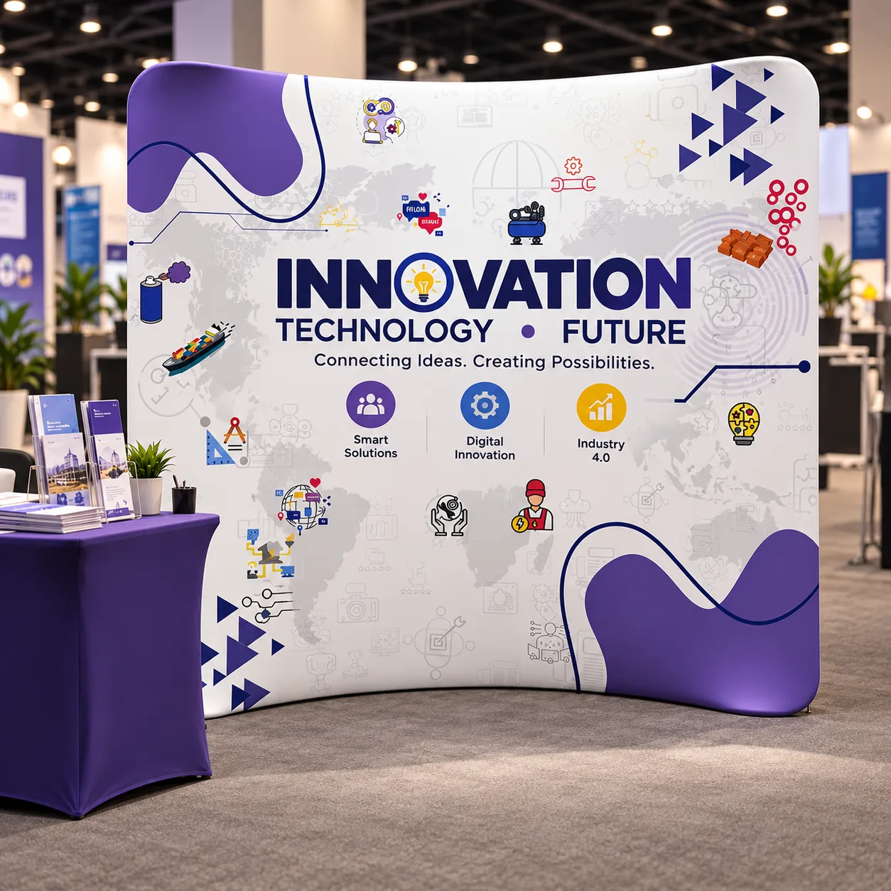 Custom Tension Fabric Backdrop Printing Malaysia - Curved 8x8ft Portable Exhibition Booth by ExhibitsWorld